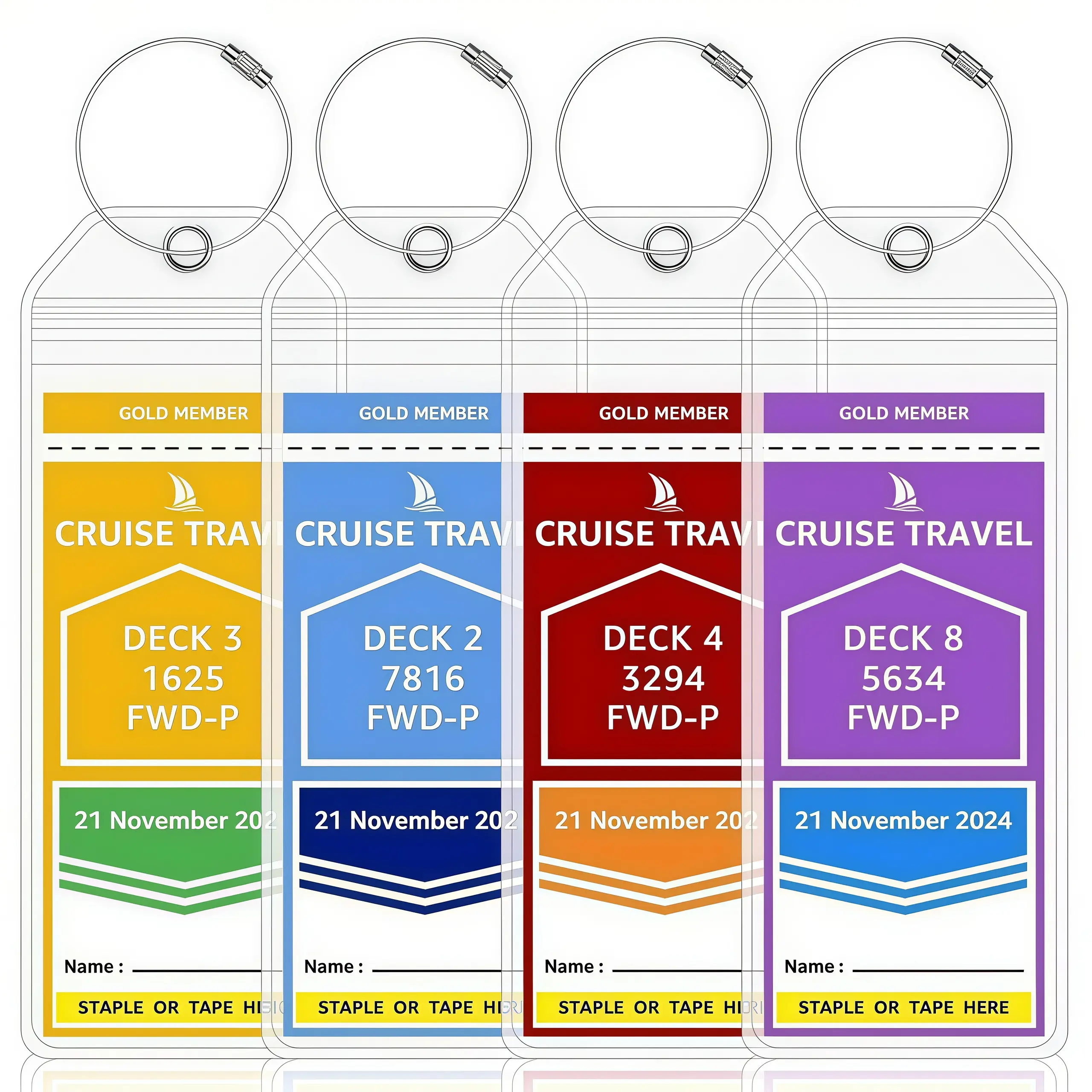 LMMAKE 4PCS Sturdy Durable Clear Waterproof Zip Seal Luggage Tag Holders with Steel Loops for Carnival, NCL Cruise Ships - Secure Protection Travel Essentials,back to school,back to school haul