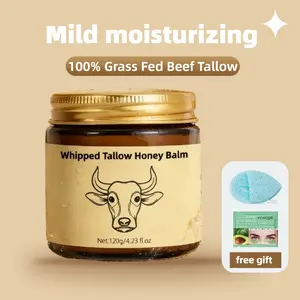 【Moisturizing Body Lotion】Organic Whipped Tallow Body Butter with Raw Honey - All-Natural Grass-Fed Beef Tallow Balm for Radiant Glass Skin - Hydrating & Firming Non-Greasy Body Cream