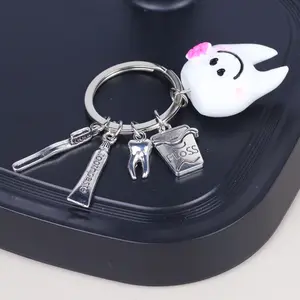 Dentist Keychain, Dental Hygienist Keyring, Funny Dentist Keychain, Orthodontics Gift For Dental Crew, Funny Teeth Charm Keychain