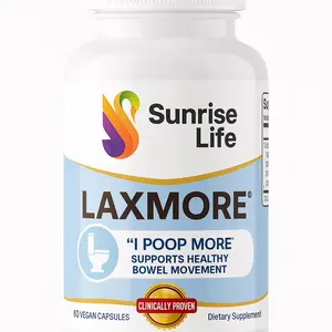 Sunrise LAXMORE I Poop More Max Strength 100% Natural Digestive Plant-Based Wellness Supplement (60 Capsules)
