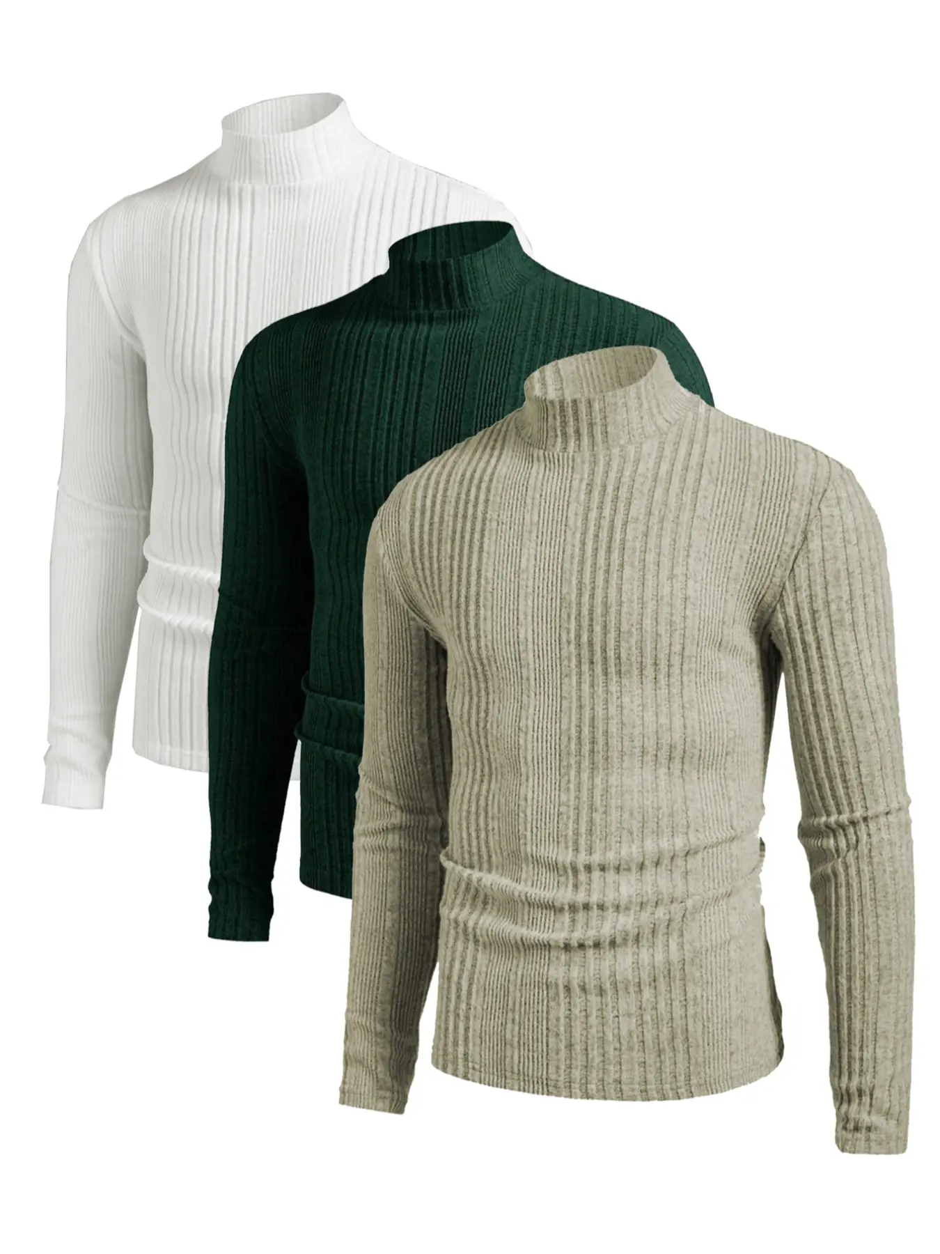 Men's Mock Neck Pullover Knitwear Sweater Set, Plain Long Sleeve T-Shirt,  Slim-Fitting Casual & Formal Wear, Fall&winter Fashion - TikTok Shop