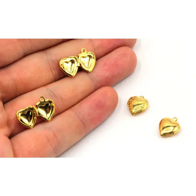 Shiny Gold Plated Mini Heart Locket Charm