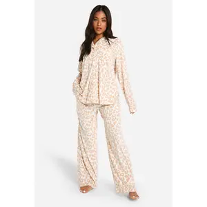 PETITE TONAL LEOPARD FLEECE PYJAMA SET