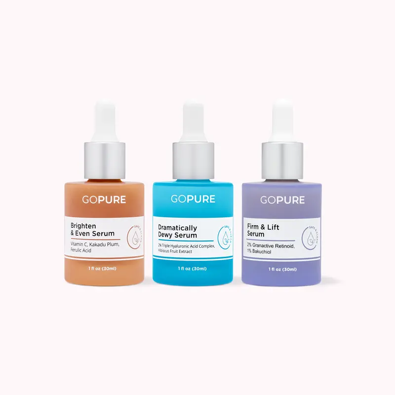 GOPURE Power Trio Facial Serums Set - Vitamin C Serum Hyaluronic Acid Serum and Retinol Serum