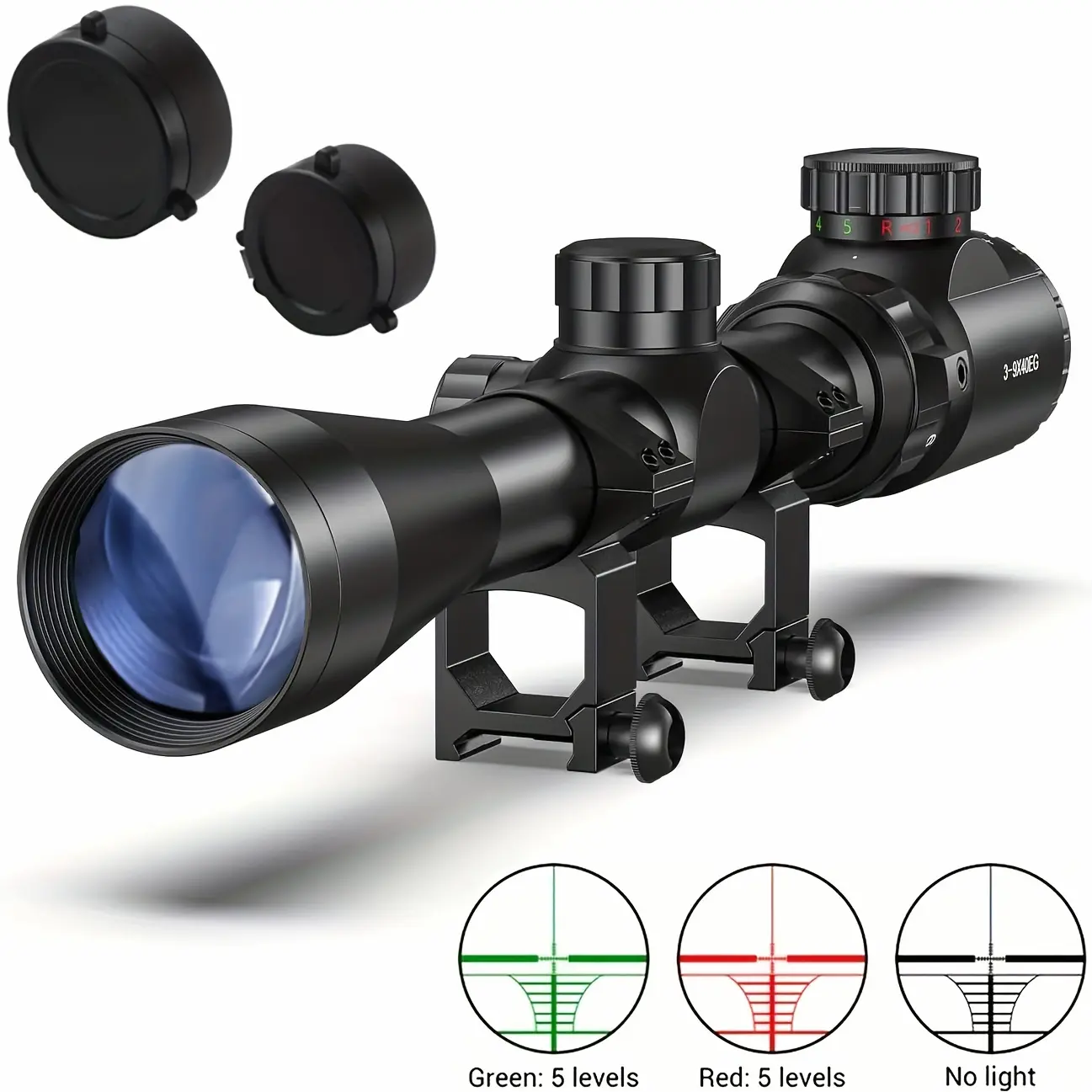 3-9X40 Optical Riflescope Featuring Reinforced Aluminum Alloy with Four-Hole Mounting Adjustable Device And Red Green Illuminated Reticle for Outdoor Use