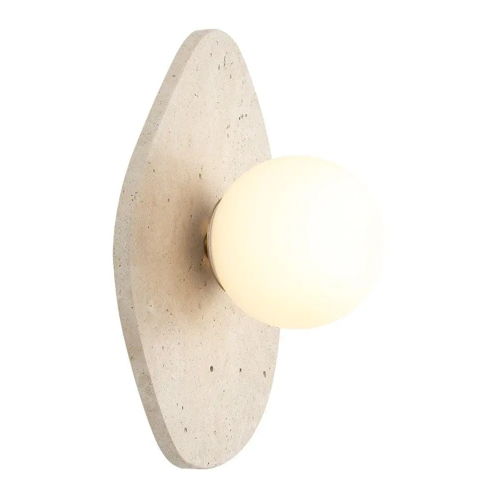 Tivoli 12" Modern Minimalist 1-Light Ovoid Travertine LED Wall Sconce Tivoli 12" Modern Minimalist 1-Light Ovoid Travertine LED Wall Sconce