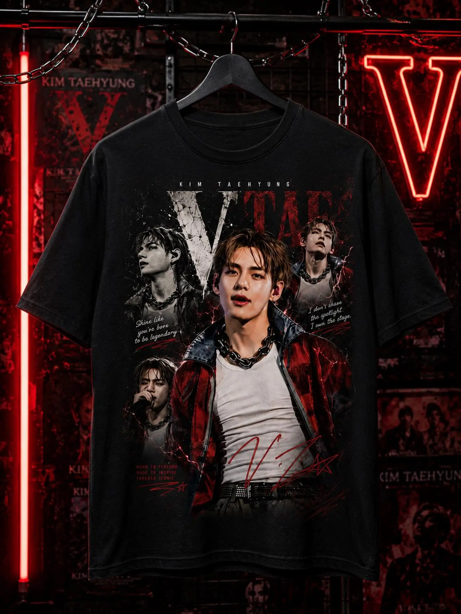 Taehyung Shirt, Taehyung for Fans Graphic Tee, Black and White Shirt, Korean Pop Aesthetic Streetwear, Golden Era Inspired Shirt