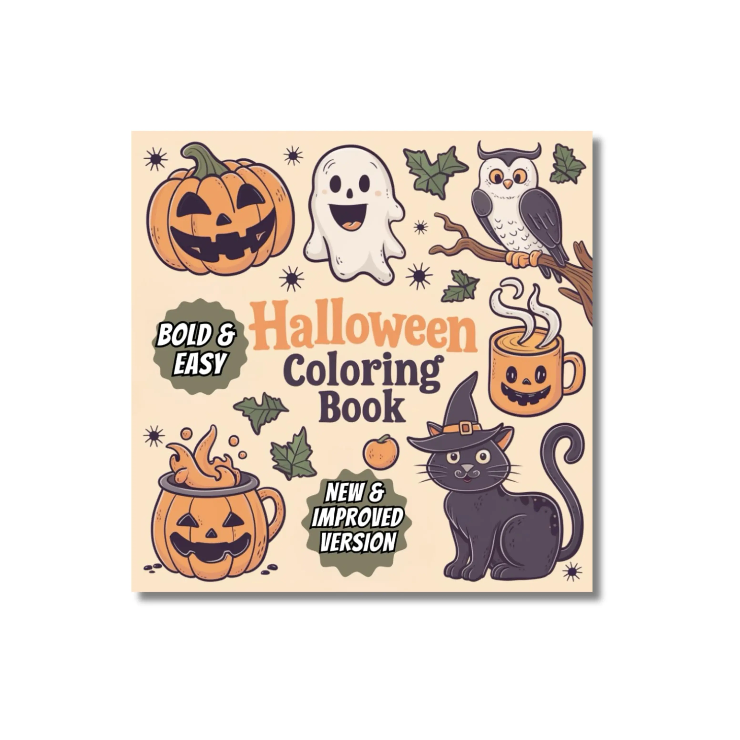 Halloween Coloring Book: Bold & Easy Designs for Kids and Adults | Featuring 40 Simple Designs to Color and Relax