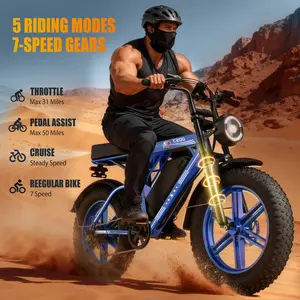 US 2026 C200 Electric Bike , Up to 31MPH,Electric Bicycle with 48V 17.5AH Removable Battery, Motorcycle with Full Suspension, LED Headlight Ebike with 20" Off-road Fat Tire Electric Mountain Bike