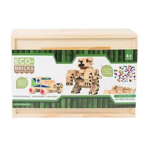 DIY Bamboo Construction Kit – 145-Piece Natural Woodwork Craft Set with Wheels & Storage Box
