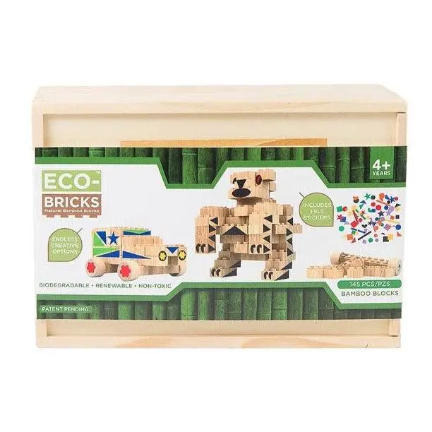 DIY Bamboo Construction Kit – 145-Piece Natural Woodwork Craft Set with Wheels & Storage Box