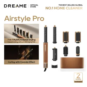 【Mega Deals】Dreame AirStyle Pro, 7-in-1 Hair Styler, Fast Drying, 2 Curling Barrels, Volumizing Hair, Smoothing Brush, Reduce Frizz, Leather Package, Airflow Styling, Magnetic Design