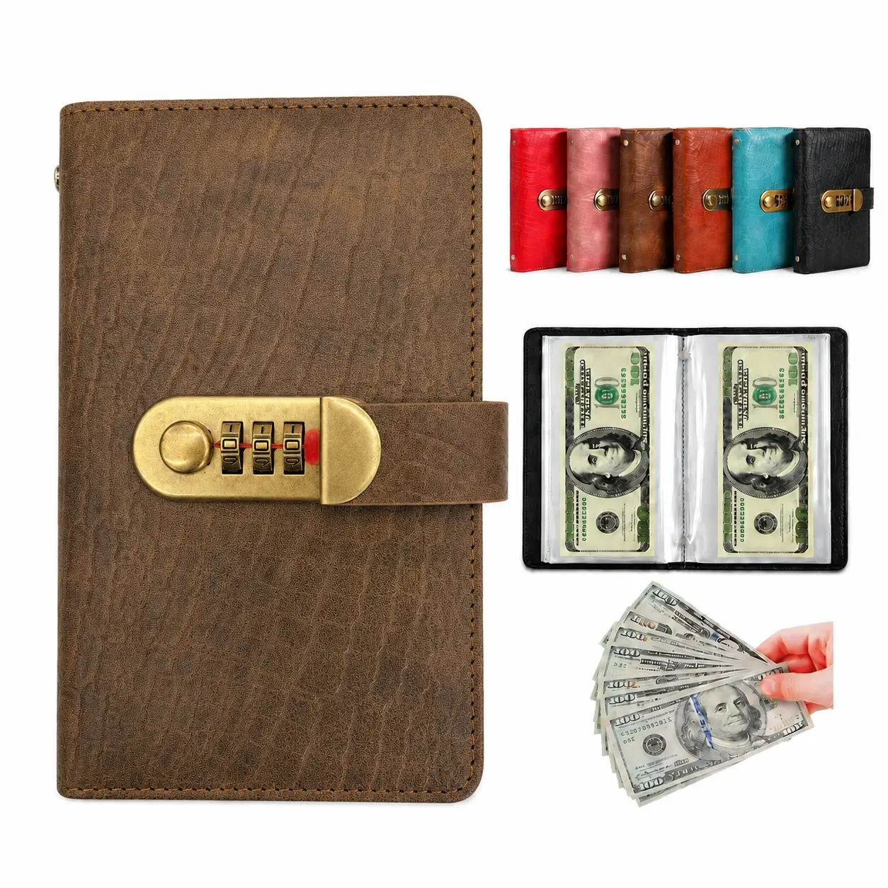A6 12-Month Money Saving，a small financial management book with a lock, suitable for storing money and important