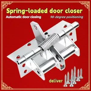 Invisible Door Self-Closing Hinge, 90-Degree Positioning, Includes Screws, Automatic Door Closer, Hidden Spring Latch for Wooden Doors