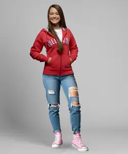 Flamingo Heritage Women's Casual Cotton Blend Zip-Up Hoodie with Kangaroo Pockets & Adjustable Hood - Everyday Wear