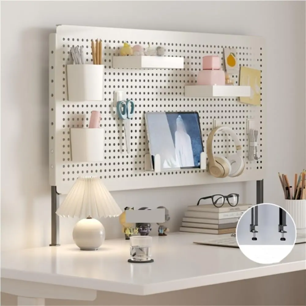 Peg Boards with Adjustable Base, Desk Organizer Panels with Hooks, Pegboards Rack Accessories Kit Display for Home