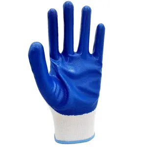 Nitrile Labor Safety Gloves, Nylon Anti-Slip Durable Immersion Coated, Protective Hanging Rubber Gloves for Work