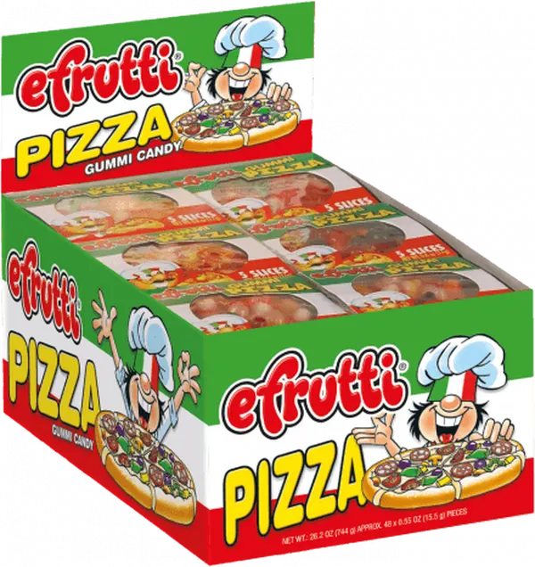 Efrutti Gummy Pizza 48 ct. - Sweet and Soft Gummy Candy in Pizza Shape with Fruit Flavors - 48 Count Pack Snack
