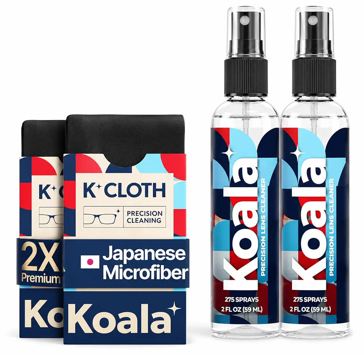 Portable Eyeglass Lens Cleaner Spray Kit - 2 Bottles, 2 Microfiber Cloths for Camera, Phone, Electronic Screens