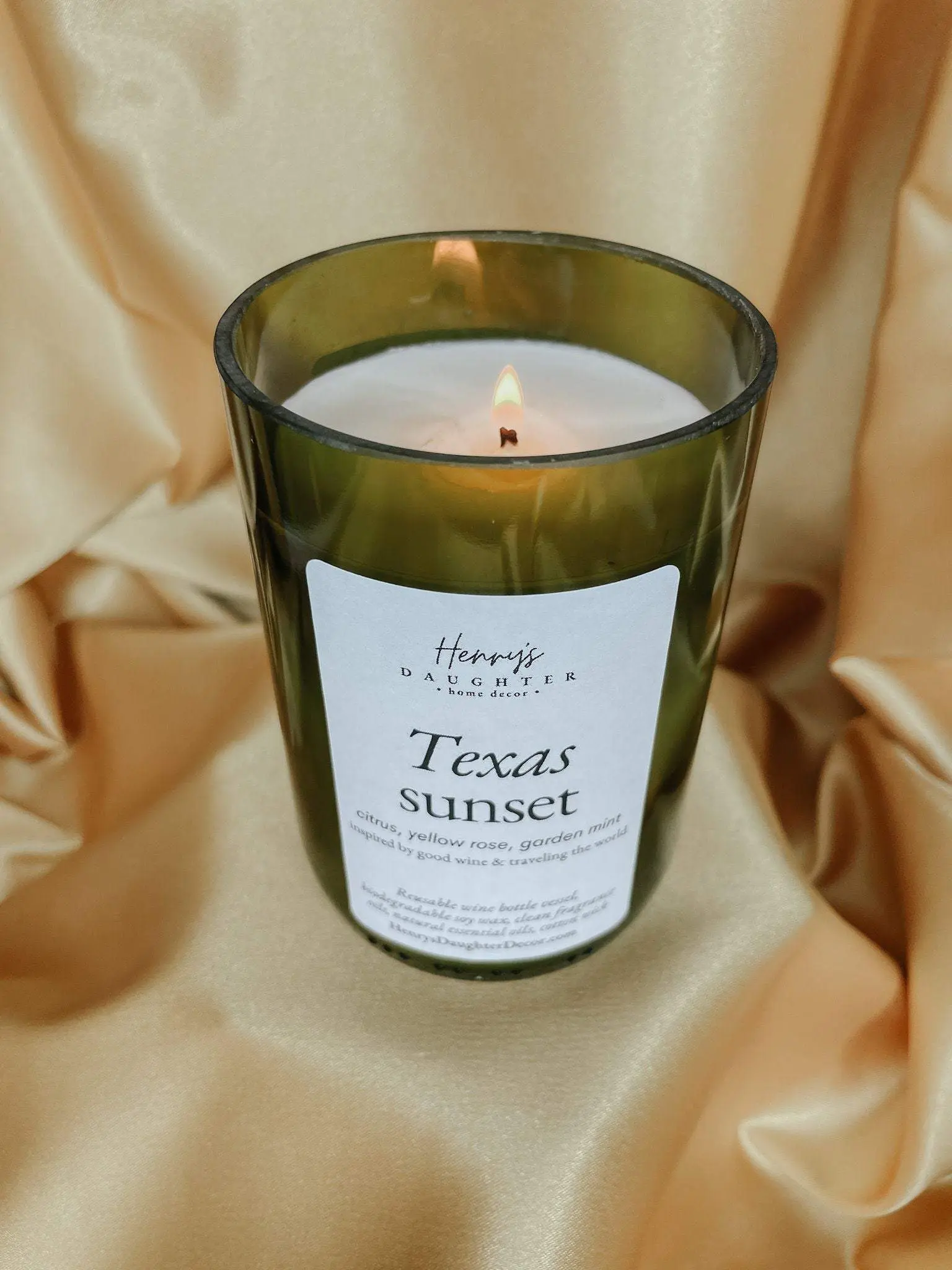 Texas Sunset Wine Bottle Candle - Clean Citrus