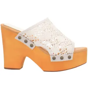 Dingo Womens Crafty Studded Platform Clogs Casual - White