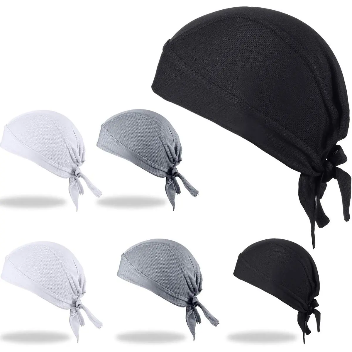 6 Pieces Do Rags Sweat Wicking Beanie Cooling Durags Skull Cap Motorcycle Head Wrap Bandana for Men Women