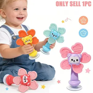 Baby Saugnapf Windmill Toy, Manual Rotating Wind Spinner with Bear Shapes, Promotes Sensory Motor Skills, Travel-Friendly Windmill Rotation