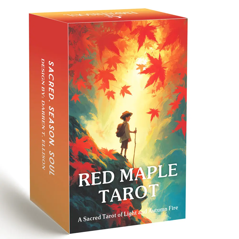 78 Tarot Cards Set, Tarot Card Decks, 13x8 Cm Red Maple Tarot , Includes Paper Instructions, Ideal for Beginners, A Sacred Tarot of Light and Autumn Fire Card Game, Cards Games
