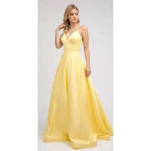 Juliet 230 Stylish Back Long A-Line Satin Prom Dress with Pockets