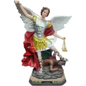 San Miguel Arcangel 17" Inches Tall Alas Blancas St Michael Archangel Estatua Brand New Religious Decor
