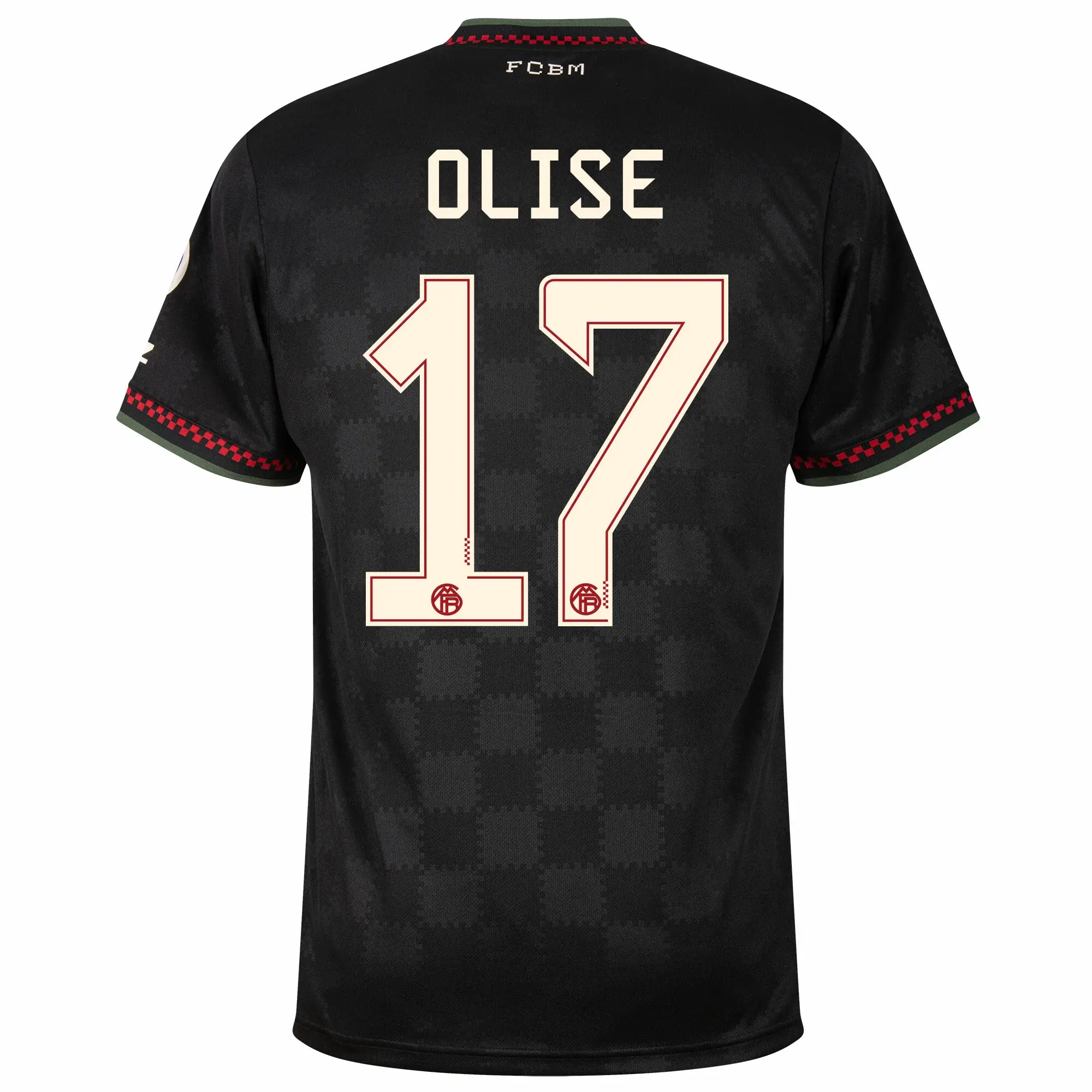Unisex Soccer Bayern Munich Team Michael Olise 17 Champions League Playoffs 2026 Away On Field Jersey - Black