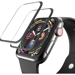 [2 Pack Tempered Glass Screen Protector for Apple Watch SE 3 /SE 2 Series 6//5/4 40mm, 3D Full Coverage [Easy Installation Frame] Waterproof Bubble-Free HD Clear Film for iWatch 40mm