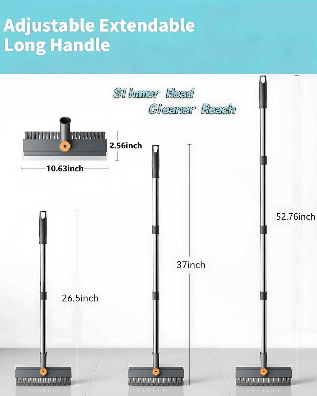 Floor Scrub Brush Bathtub Brush with Long Handle 3 in 1 Scrape and Heavy-Duty Stiff Bristle Scrubber Brush for Cleaning Shower Bathroom Patio Garage Kitchen Wall and Deck Cleaning Supplies for Home Essential Items for Home  Gifts tiktokshop outdoorfun Gra