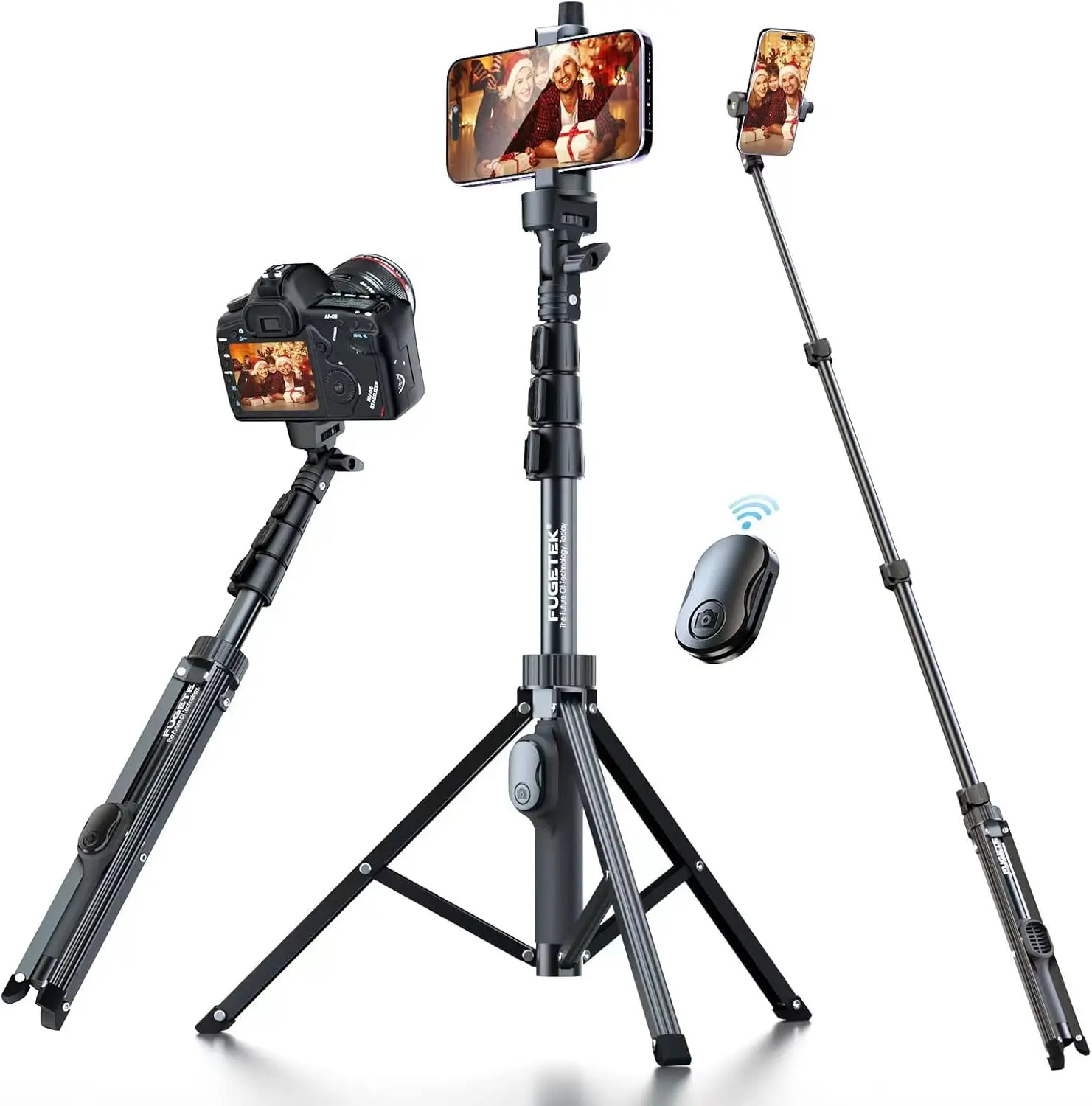 51" Professional Selfie Stick Tripod,    Stick & , Lightweight, Detachable  Remote, Portable  in One, Compatible with  & Android, Non Skid , Black