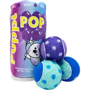 Interactive Funny   w/Squeaker - Power Plush Ball and  Hiding  - Cute and Funny Soft Puzzle for Small  Large Dogs - Squeak'n Peek Puppi Pop Grape, Small