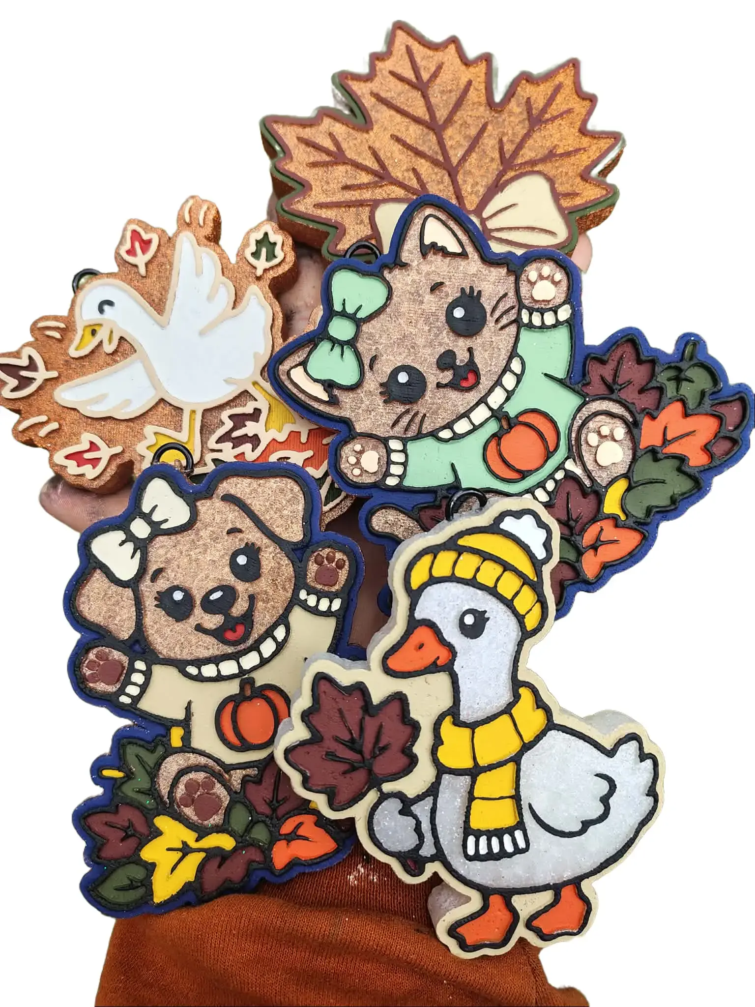 Cutesy Animals Cart Dog Goose Leaves Fall Autumn Design Car Freshie Air Freshener Car Fragrance