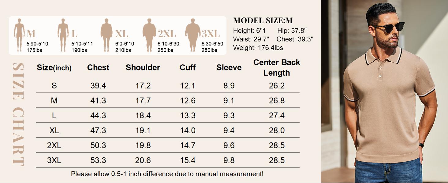 COOFANDY Men's Knit Polo Shirts Casual Short Sleeve Button Down Golf Polo Shirts Vintage Collared T Shirt