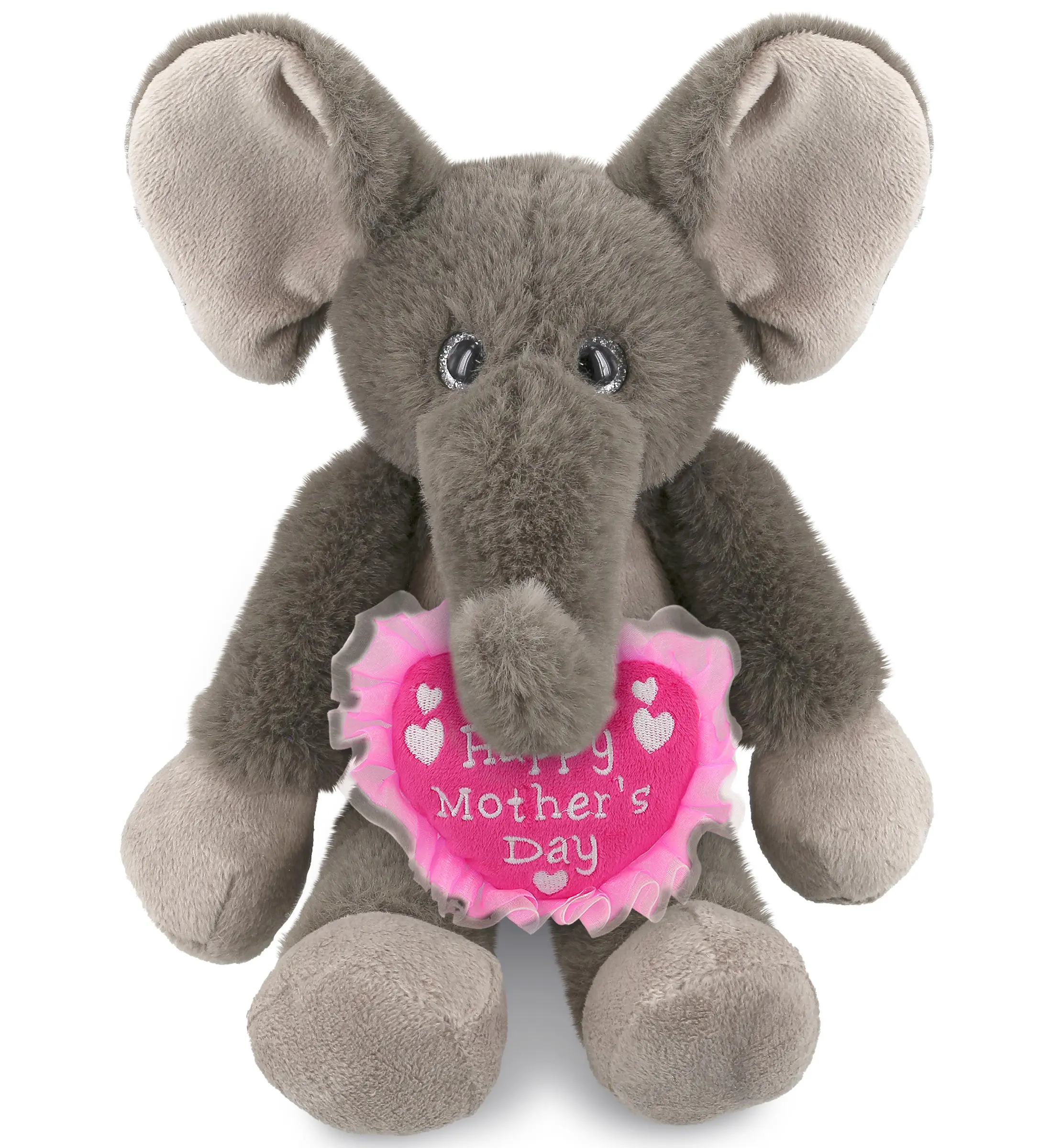 DOLLIBU Long Leg Elephant Stuffed Heart Toy - 1 Dollibu Unisex Super-Soft Polyester Plush, Embroidered Heart, 4lx4wx10.5h in, Hook and Loop Tape, Ideal Mother's Day Gift for Wife with Message