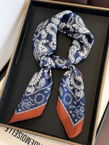 1 Piece Paisley Print Fashion Decoration Imitate Silk Scarf Boho Style Scarf for Women Square Turban Hijab Soft Neck Tie Female All Seasons Headscarf Kerchief Scarf Head Wrap