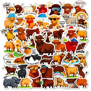 56 cartoon mountain cow graffiti stickers, cute and trendy cow creative stickers
