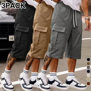 Men’s cargo shorts with a large flap front pocket and an elastic drawstring design; loose fit—an excellent gift for husband or boyfriend. Solid-color men’s casual cargo shorts; practical summer style.