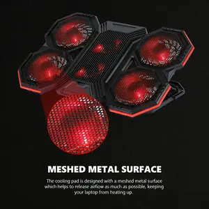 Laptop Cooling Pad - 6 Quiet Fans with 6-Speed Adjustment, 6-Level RGB Backlight, Single Knob Control, Built-in Dual USB Hub & Phone Stand, Compatible with 9-17.3 Inch Laptops, Portable 860g Design for Gaming/Work/Study/Travel/Home Office