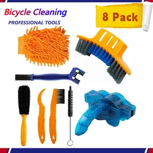 8 Pieces Precision Bicycle Cleaning Brush Tool Including Bike Chain Scrubber, suitable for Mountain, Road, City, Hybrid,BMX Bike and Folding Bike