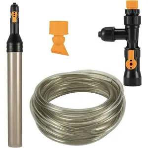 Bucket-Free Aquarium Water Change Kit Fish Tank Auto Siphon Pump Gravel Cleaner Vacuum Tube with Long Hose Water Changer Maintenance Tool 49-FEET Plastic Fitting