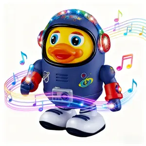 Space Dancing Duck Toy with LED Lights & Music, Automatic Walking & Blinking Eyes, Interactive Robot Duck for Kids, Perfect Birthday, Easter & Christmas Gift