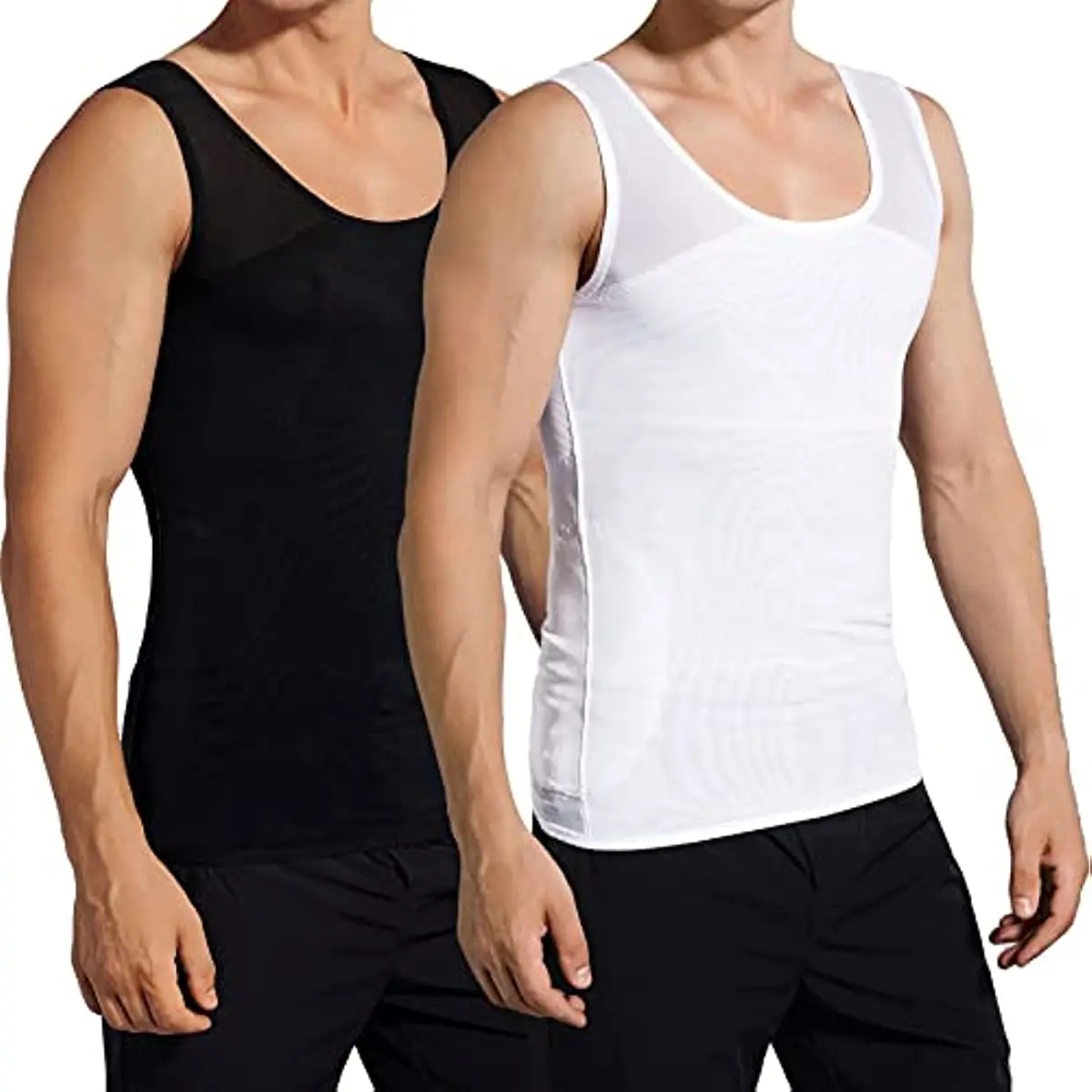 Men's Compression Vest Body Shaper, Sleeveless Breathable Nylon Tank Top for Chest Slimming & Back Support, Lightweight Activewear, Breathable Vest