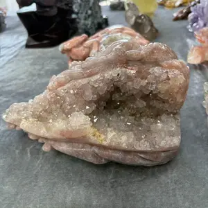 pink amethyst clusters geode carving