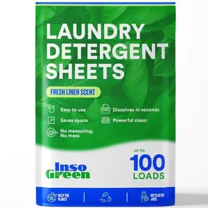 Eco Washer Sheets Detergent - 100 Loads, Zero Plastic Jugs, No Mess & Space-Saving Laundry Strips - Travel Laundry Detergent - 50 Sheets