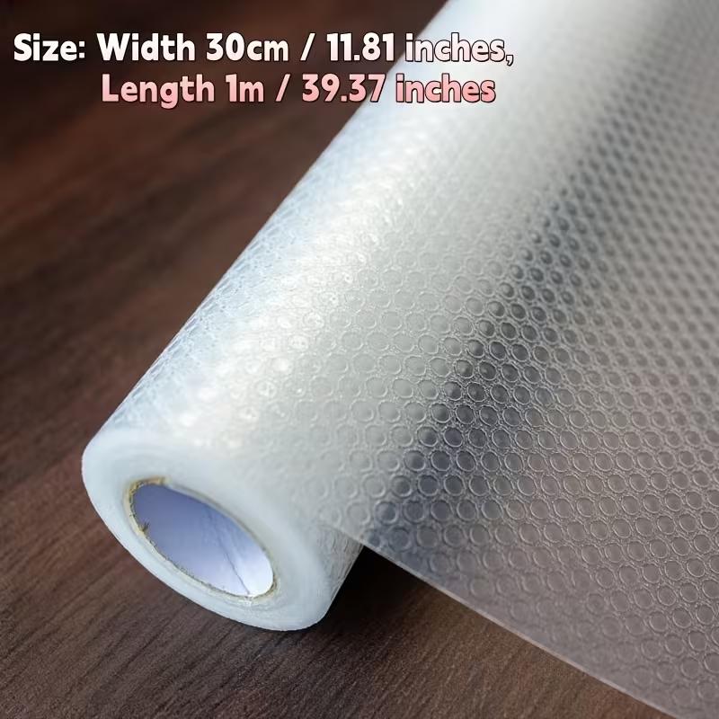 1 roll of white washable, oil-resistant, non-slip drawer liner, suitable for cabinets, drawers, and shoe cabinets