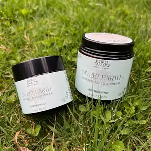 Sweet Earth Whipped Tallow Cream Face Body Moisturizer - Nourishing Argan Vitamin E Oil Jojoba Oil Frankincense - Woodsy Scent - Body Care, Comfort  Hydrating nontoxic natural skin care